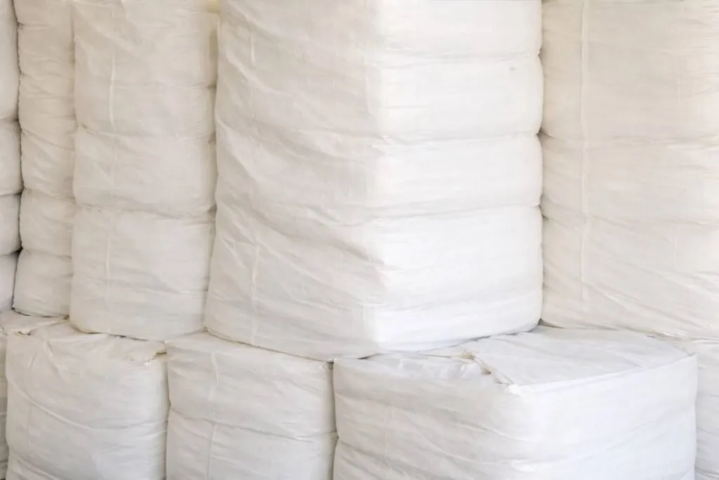 Cotton gin bags for ginned cotton bale packing